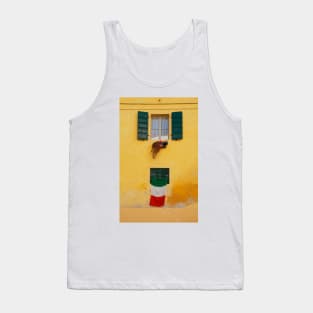 Italian Flag on Yellow Building Tank Top